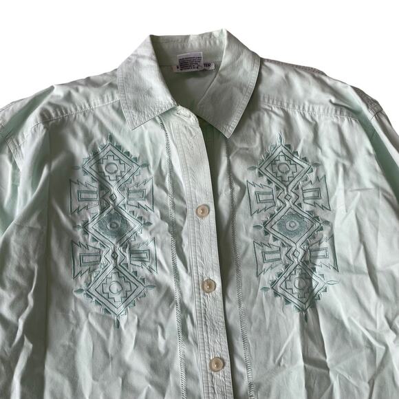 Vintage 1990s Regina Porter Button Down Southwest Embroidered Boho Mint 1X GUC - Picture 2 of 16